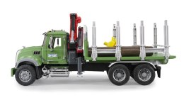 Ciężarówka MACK Granite z dźwigiem przyczepą i pniami