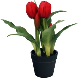 TULIPANY W DONICZCE 5 SZT CZERWONE 23CM JAK ŻYWE DEKORACJA WIOSENNA