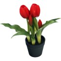 TULIPANY W DONICZCE 5 SZT CZERWONE 23CM JAK ŻYWE DEKORACJA WIOSENNA