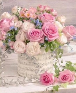 Diamentowa mozaika - Bukiet kwiatów róże