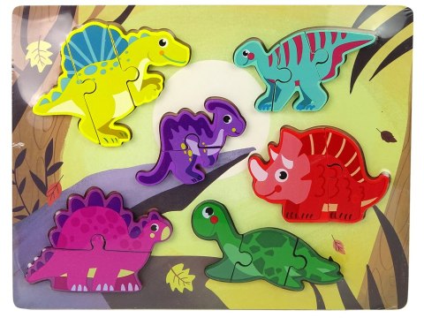 DREWNIANE PUZZLE DINOZAURY DO DOPASOWANIA