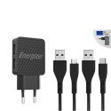 ŁADOWARKA SIECIOWA 2X USB-A KABEL USB-C MICRO USB