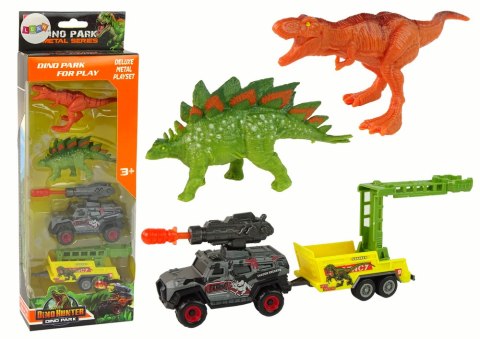 ZESTAW FIGURKI DINOZAURY ZESTAW AUTO RAKIETA PRZYCZEPA