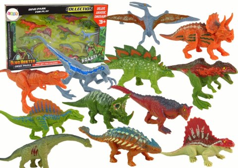 ZESTAW FIGURKI DINOZAURY 12 SZTUK KOLOROWE PARK DINOZAURÓW