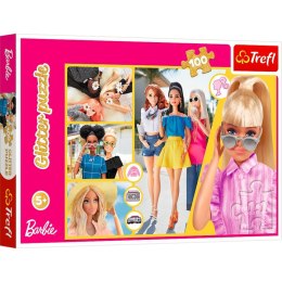 Puzzle 100 elementów Glitter Brokatowa Barbie