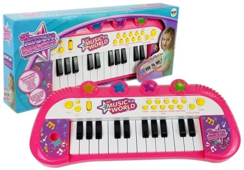 INSTRUMENT MUZYCZNY PIANINKO KEYBOARD 24 KLAWISZE RÓŻOWE