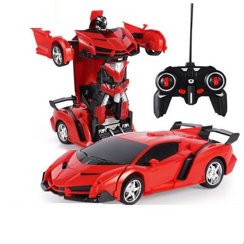 AUTO ROBOT TRANSFORMERS ZDALNIE STEROWANY 2W1 PILOT RC Z DŹWIĘKIEM CZERWONY