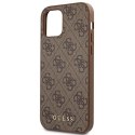 CASE ETUI IPHONE 12 / IPHONE 12 PRO BRĄZOWY GUESS 4G METAL GOLD LOGO