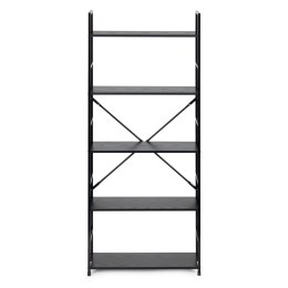 DREWNIANY REGAŁ INDUSTRIALNY SZAFKA 5 PÓŁEK LOFT 144,5x58,5 CM CZARNY