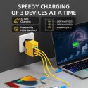 ŁADOWARKA SIECIOWA 2X USB-C & USB-A SUPER FAST CHARGER GAN 100W ŻÓŁTA