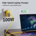 ŁADOWARKA SIECIOWA 2X USB-C & USB-A SUPER FAST CHARGER GAN 100W ŻÓŁTA