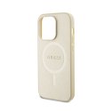 Guess Saffiano MagSafe - Etui iPhone 15 Pro (złoty)