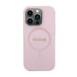 Guess Saffiano MagSafe - Etui iPhone 15 (różowy)