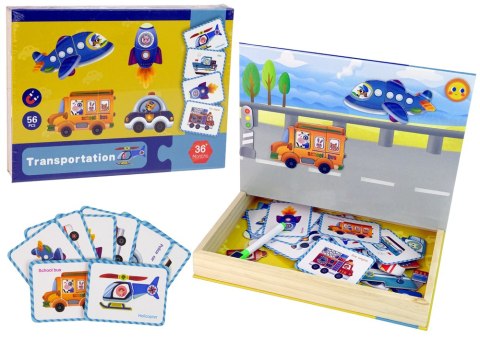 MAGNETYCZNA UKŁADANKA KSIĄŻKA TRANSPORT PUZZLE KARTY