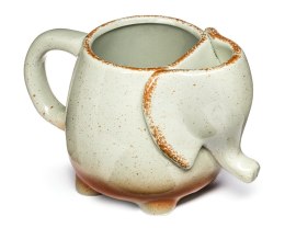 PORCELANOWY KUBEK SŁOŃ SŁONIK Z KIESZONKĄ NA TOREBKĘ OD HERBATY 500 ML