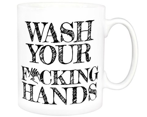 KUBEK CERAMICZNY OCHRONNY Z HASŁEM WASH YOUR F*CKING HANDS COVID-19