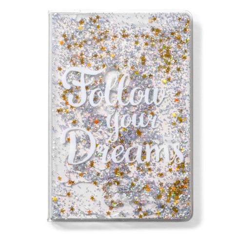 NOTES ZESZYT WODNY FOLLOW YOUR DREAMS - ZŁOTE CEKINY A5 BROKAT