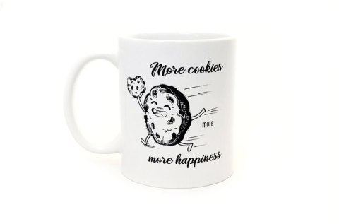 KUBEK CERAMICZNY Z HASŁEM - MORE COOKIES MORE HAPPINES 300 ML