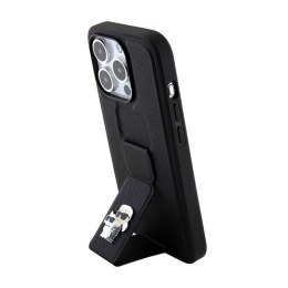 Karl Lagerfeld Gripstand Saffiano Karl & Choupette Pins - Etui iPhone 15 Pro Max (czarny)