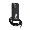 Karl Lagerfeld Crossbody Saffiano Metal Pin Karl & Choupette - Etui iPhone 14 Pro Max (czarny)