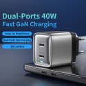 ŁADOWARKA SIECIOWA 2X USB-C SUPER FAST CHARGER GAN 40W KOSTKA