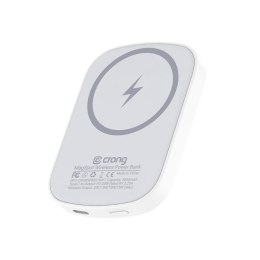 Crong MagSpot Power Bank - Bezprzewodowy power bank z MagSafe 5000mAh, USB-C 20W PD (biały)