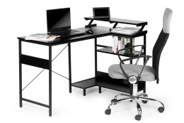 Biurko narożne komputerowe stół 3 półki czarne
