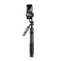 Crong SelfieGo Ultra - Aluminiowy selfie stick Bluetooth tripod (czarny)