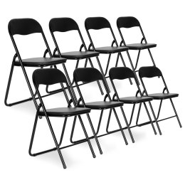 Zestaw 8 krzeseł składane cateringowe ogrodowe czarne ekoskóra