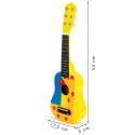 Gitara dla dzieci drewniana metalowe struny kostka- żółta ECOTOYS
