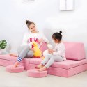 Sofa składana modułowa dla dzieci duża 2 osobowa DIY 10 miękkich poduch - różowa ECOTOYS